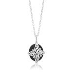 Brown Diamond (0.13 CT) Starburst Design on Oval Matte Black Onyx with Classic Signature Lois Hill Scroll Necklace (12mm*14mm)