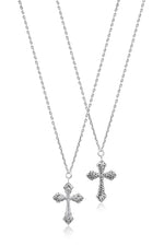 Cutout Scroll and Diamond Cross Necklace - Lois Hill Jewelry