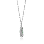 Round Green Quartz and White Diamond (0.25 CT) Scroll Outer Necklace (21mm*27mm)