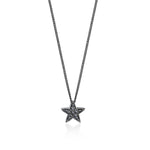 Black Diamond Star Pendant Necklace in Black Rhodium Plated Sterling Silver
