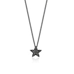 White Diamond Star Pendant Necklace in Black Rhodium Plated Sterling Silver