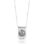 Diamong (0.13 CT) ID tag Peace with Classic Signature Lois Hill Scroll Pendant Necklace (10mm*16mm)