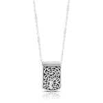 LH Hand Carved Scroll md IDtag with Heart Diamond Pendant Necklace. 10mm x 15mm Pendant