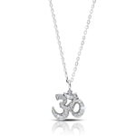 White Diamond 'Om' Pendant Necklace in Sterling Silver