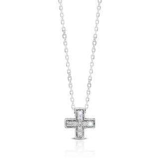 LH Hand Carved Scroll sm Red-Cross Diamond Pendant Necklace