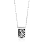 LH Hand Carved Scroll sm IDtag Pave Diamond Pendant Necklace. 7mm x 12mm Pendant