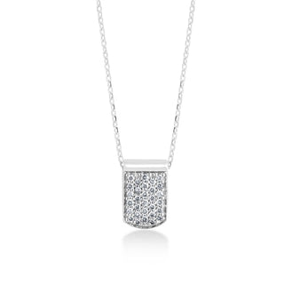 LH Hand Carved Scroll md Dogtag Pave Diamond Pendant Necklace - Lois Hill Jewelry