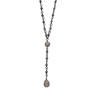 Double Dangle Brown Diamond (7.81 CT) Ball on Roughcut Black Diamond Bead