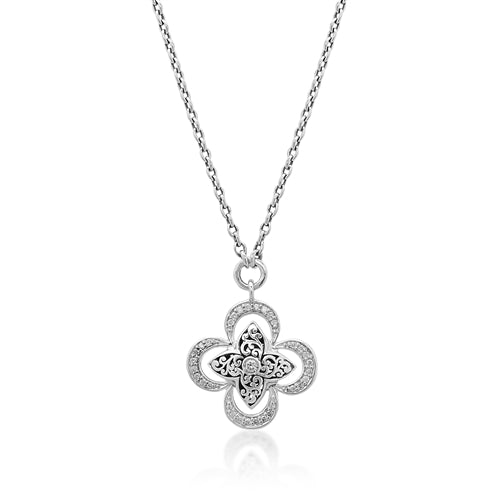 Cutout and Diamond Flower Necklace - Lois Hill Jewelry
