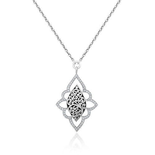 Classic Diamond and Scroll Necklace - Lois Hill Jewelry