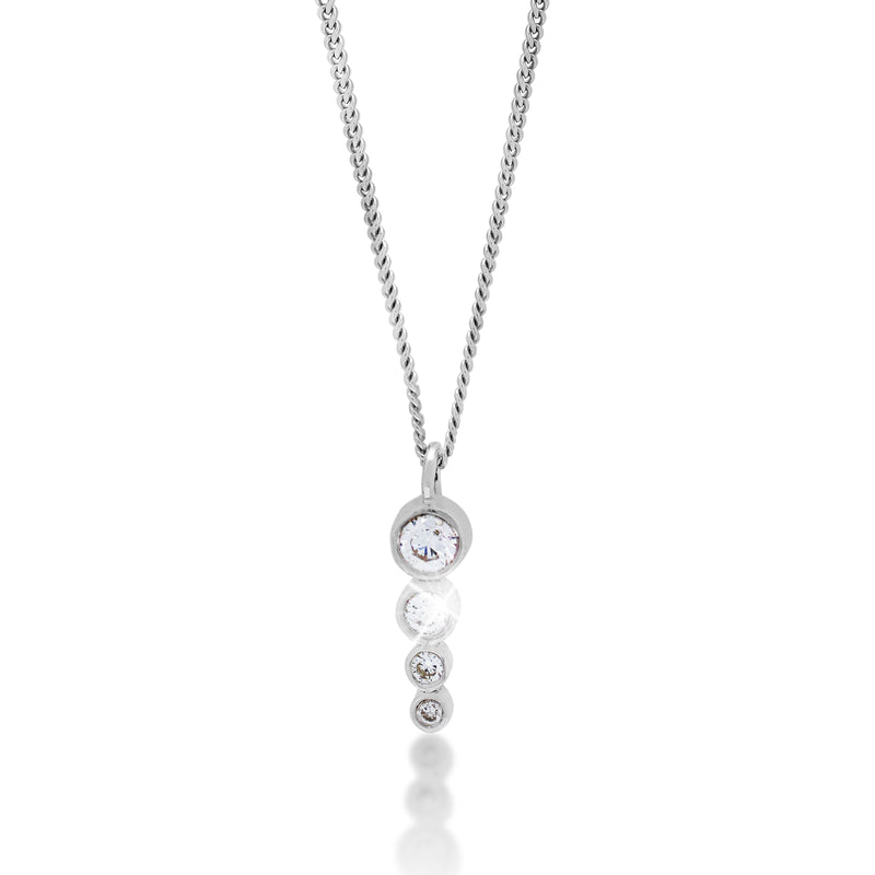 Ascending Four Diamond (0.21 CT) Dot with Classic Signature Lois Hill Scroll Necklace (13mm)