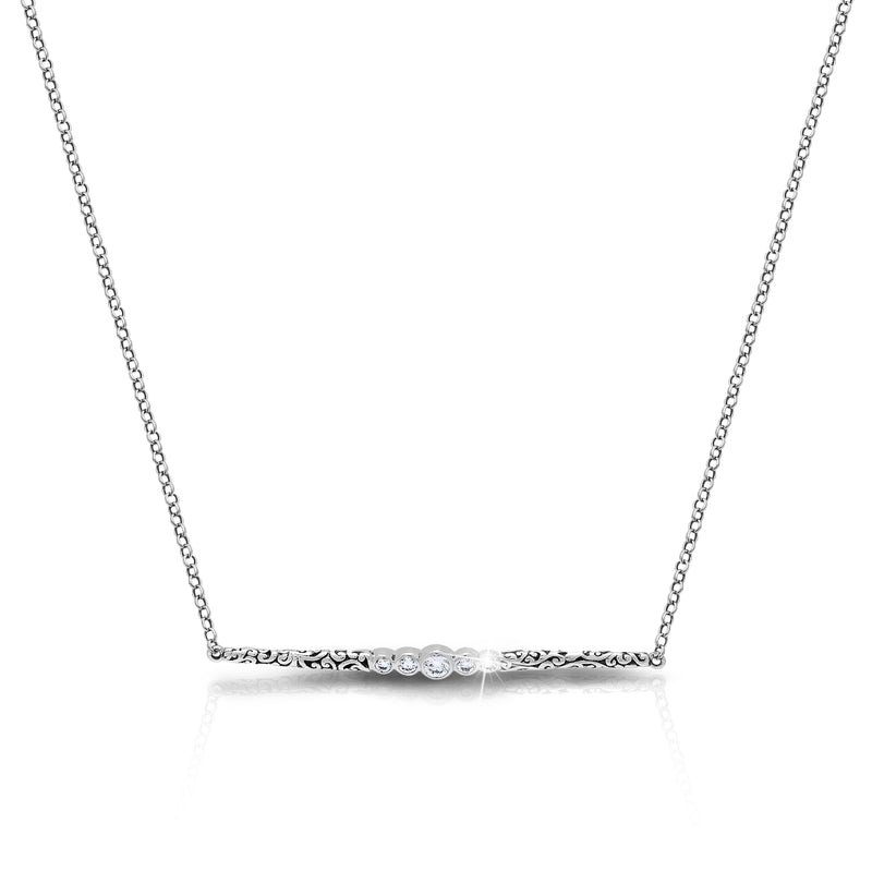 Graduated Diamond (0.26 CT) Line Dot with Classic Intricate Signature Lois Hill Scroll Necklace (52mm*35mm)
