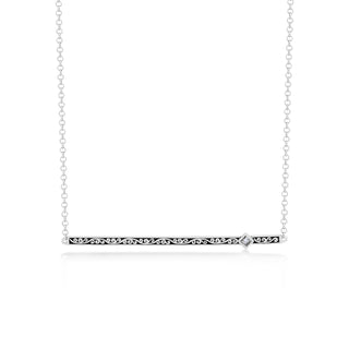 Classic Sterling Silver Scroll Bar with Diamond Pendant Necklace - Lois Hill Jewelry