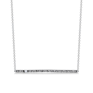 Classic Sterling Silver Scroll with Diamond Pendant Necklace - Lois Hill Jewelry