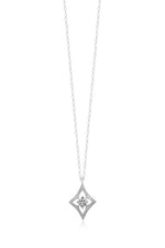 White Diamond LH Signature Scroll Small Diamond-shaped Open Frame Pendant Necklace - Lois Hill Jewelry