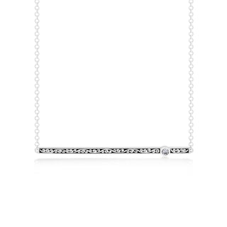 Classic Sterling Silver Scroll Bar with Diamond Pendant Necklace - Lois Hill Jewelry
