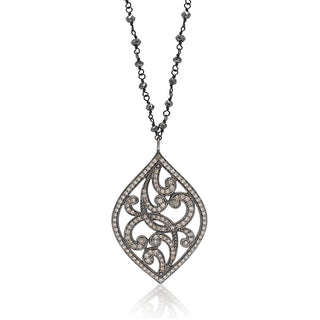 Two Way Sculpted Scroll Brown Diamond (7.70 CT) Necklace (24mm*35mm)