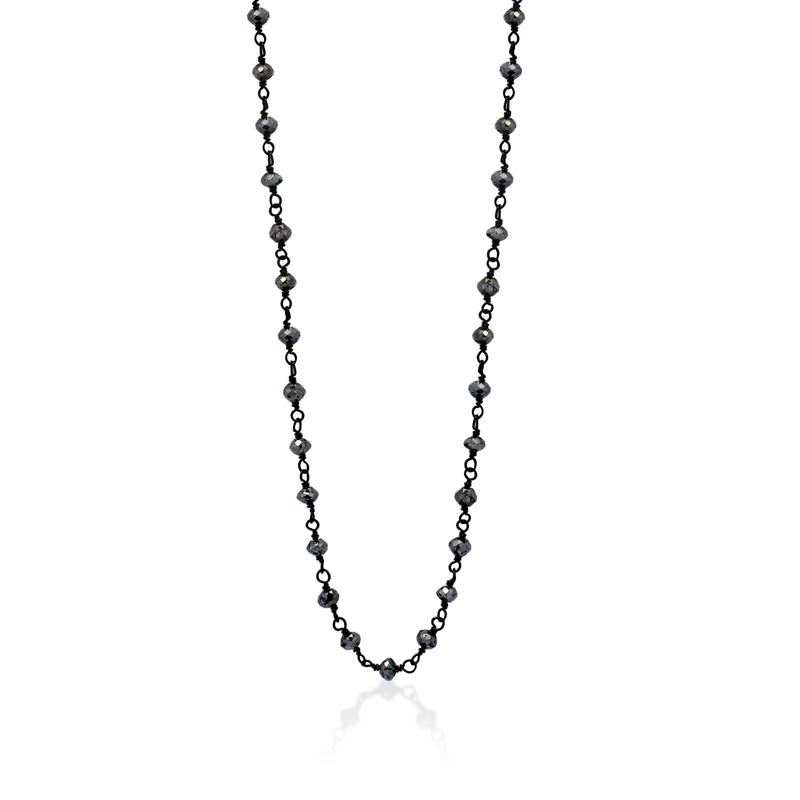 Roughcut Black Diamond (6.14 CT) Bead Chain Necklace.