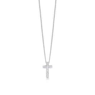 Classic Sterling Silver Cross with Diamond Pendant Necklace - Lois Hill Jewelry