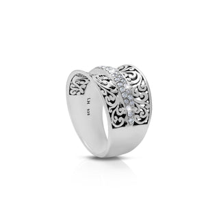 Diamond (0.33 CT) Line Parallel with Classic Signature Lois Hill Scroll Ring (14mm)
