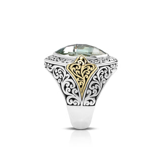 Green Amethyst Ring with 18K Gold Accents