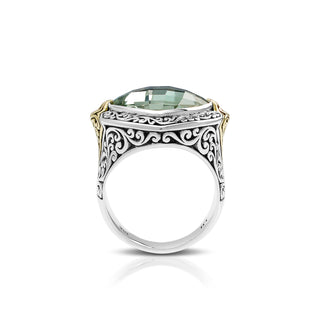 Green Amethyst Ring with 18K Gold Accents