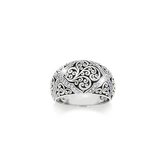 Diamond (0.25 CT) Pattern with Classic Signature Lois Hill Scroll Ring (12mm)