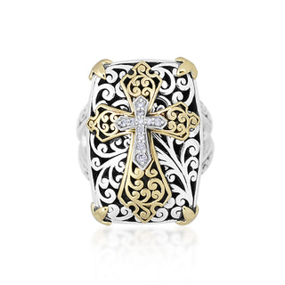 18K Gold, White Diamond, Sterling Silver Ring - Lois Hill Jewelry