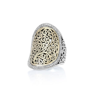 18K Gold & Diamond Concave Ring w/Silver - Lois Hill Jewelry