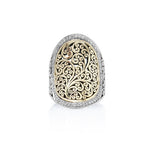18K Gold & Diamond Concave Ring w/Silver - Lois Hill Jewelry