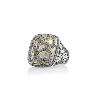 Square Brown Diamond & 18k Gold Scroll Ring - Lois Hill Jewelry