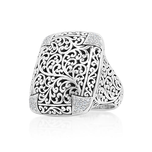 Rectangular Cutout Ring with Diamond Accents - Lois Hill Jewelry