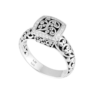 Classic Cutout Scroll Band w/Scroll ID Diamond Border Ring
