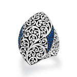 Marquise Blue Sapphire Wings (0.37 CT) with Classic Signature Lois Hill Sterling Silver Scroll Ring (19mm*31mm)