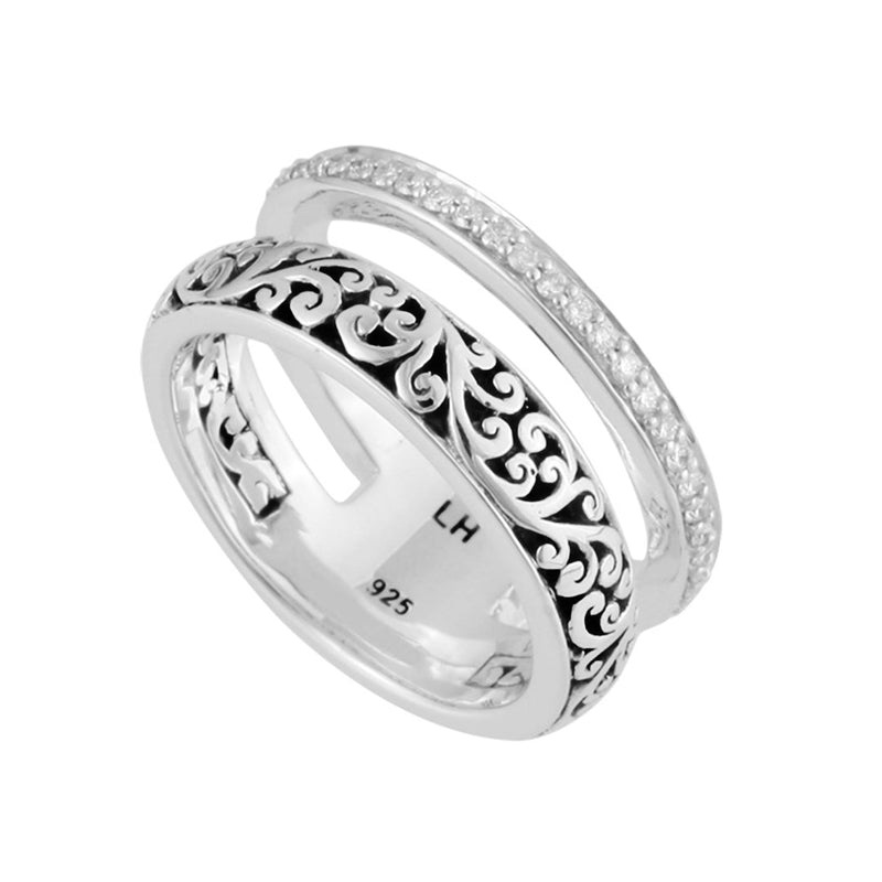 Classic Cutout Scroll Band w/Diamond Accents Ring