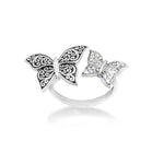 LH Hand Carved Scroll Butterflies Diamond Ring - Lois Hill Jewelry