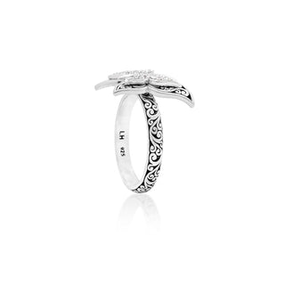 Hand Carved Scroll Butterfly Diamond Ring - Lois Hill Jewelry