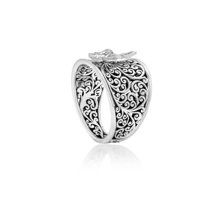 LH Hand Carved Scroll Butterfly Diamond Ring - Lois Hill Jewelry