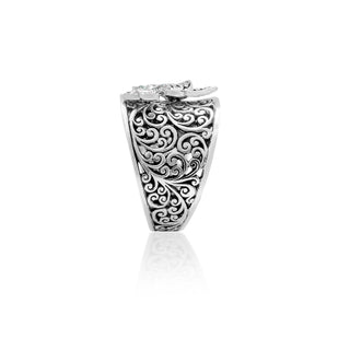 LH Hand Carved Scroll Butterfly Diamond Ring - Lois Hill Jewelry