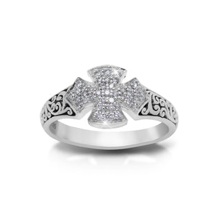Classic Cutout Scroll Band w/Diamond Maltese Cross Ring